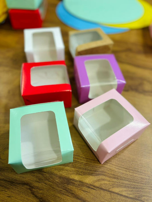 Single Brownie Boxes – Pack of 25 (3x3x1.5 Inch with L Shape Window)