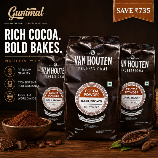 Van Houten Cocoa Powder Dark Brown 10–12% Fat | Pack of 3 | Save ₹735