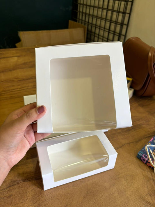 White 4 Brownie Box with L-Shape Window | 6 × 6 × 2 Inches | Pack of 25
