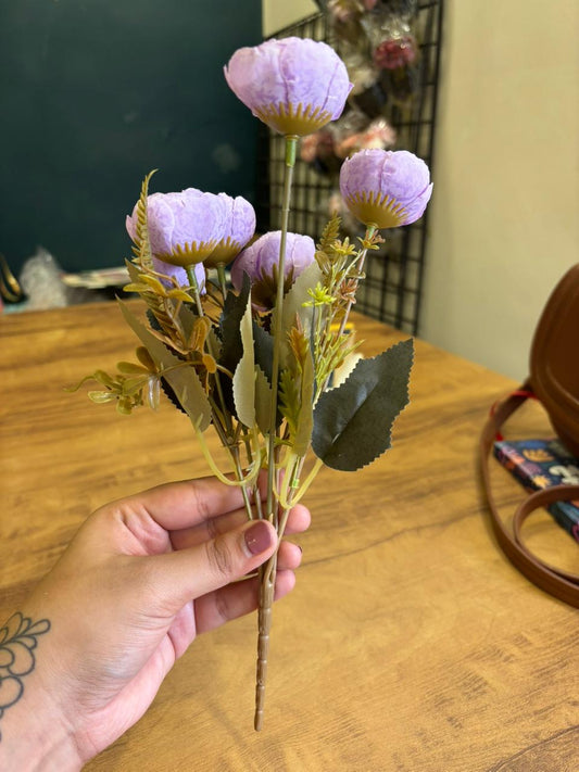 Artificial Peony Flower Bunch | Lavender Purple