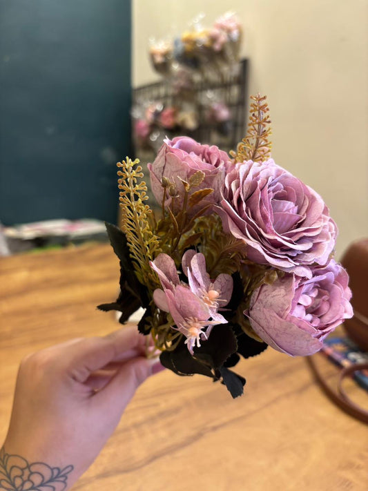 Artificial Garden Rose Flower Bunch | Lavender