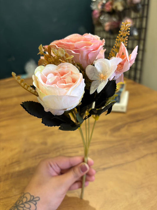 Artificial Rose Blossom Flower Bunch | Blush Pink