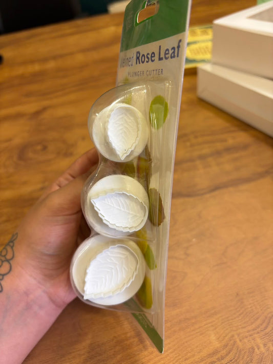 Veined Rose Leaf Plunger Cutter Set of 3 | Fondant & Cake Decorating Tool