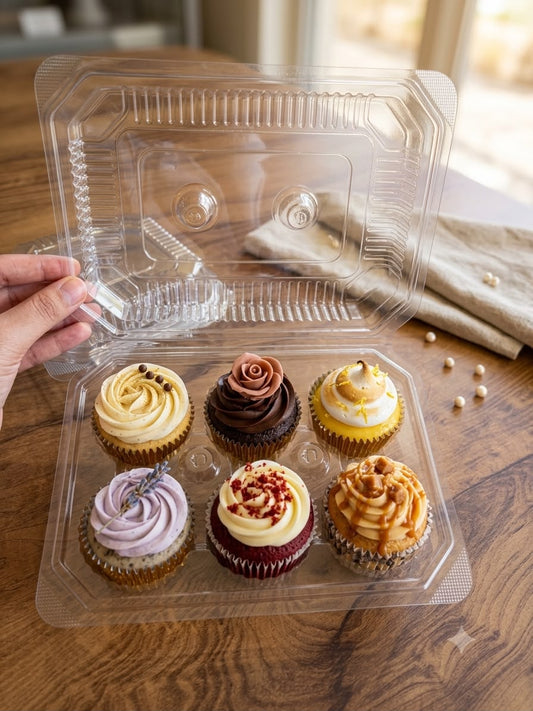 6 Cupcake Box – Clear PVC | 21 × 16 × 6 cm