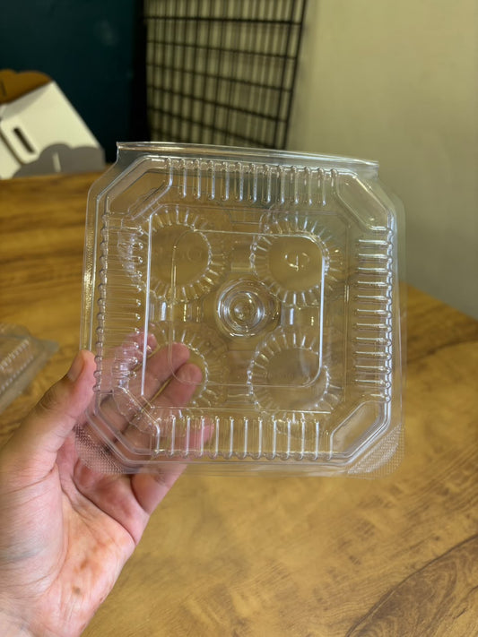 4 Cupcake Box – Clear PVC | 16 × 16 × 6 cm