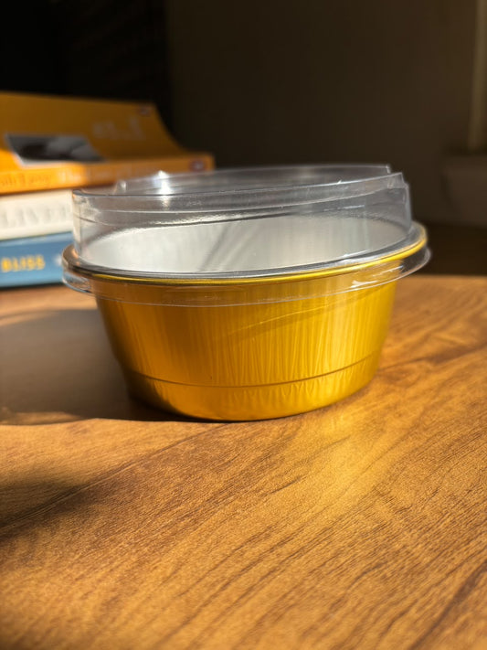 500ml Aluminium Foil Container with Clear Lid – 4 Inch Round Cookie Tin
