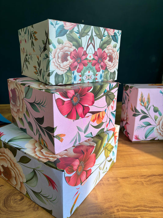 Corrugated Cake Boxes – Floral Prints (Pack of 25)