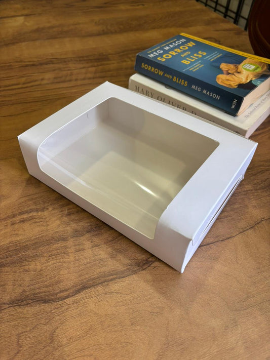 White 6 Brownie Box with Window | 9 × 6 × 2 Inches | Food Grade 320 GSM | Pack of 25