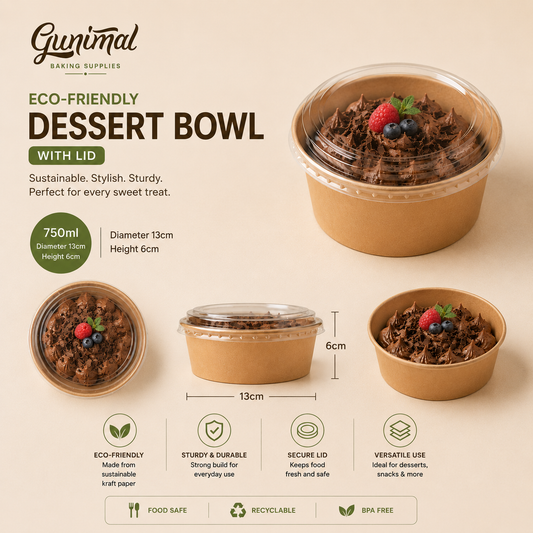 750ml Kraft Paper Dessert Bowl with Lid
