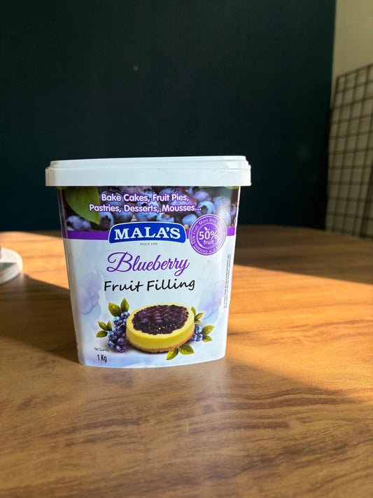 Mala's Blueberry Fruit Filling 1kg (50% Fruit) | Premium Cake & Dessert Filling