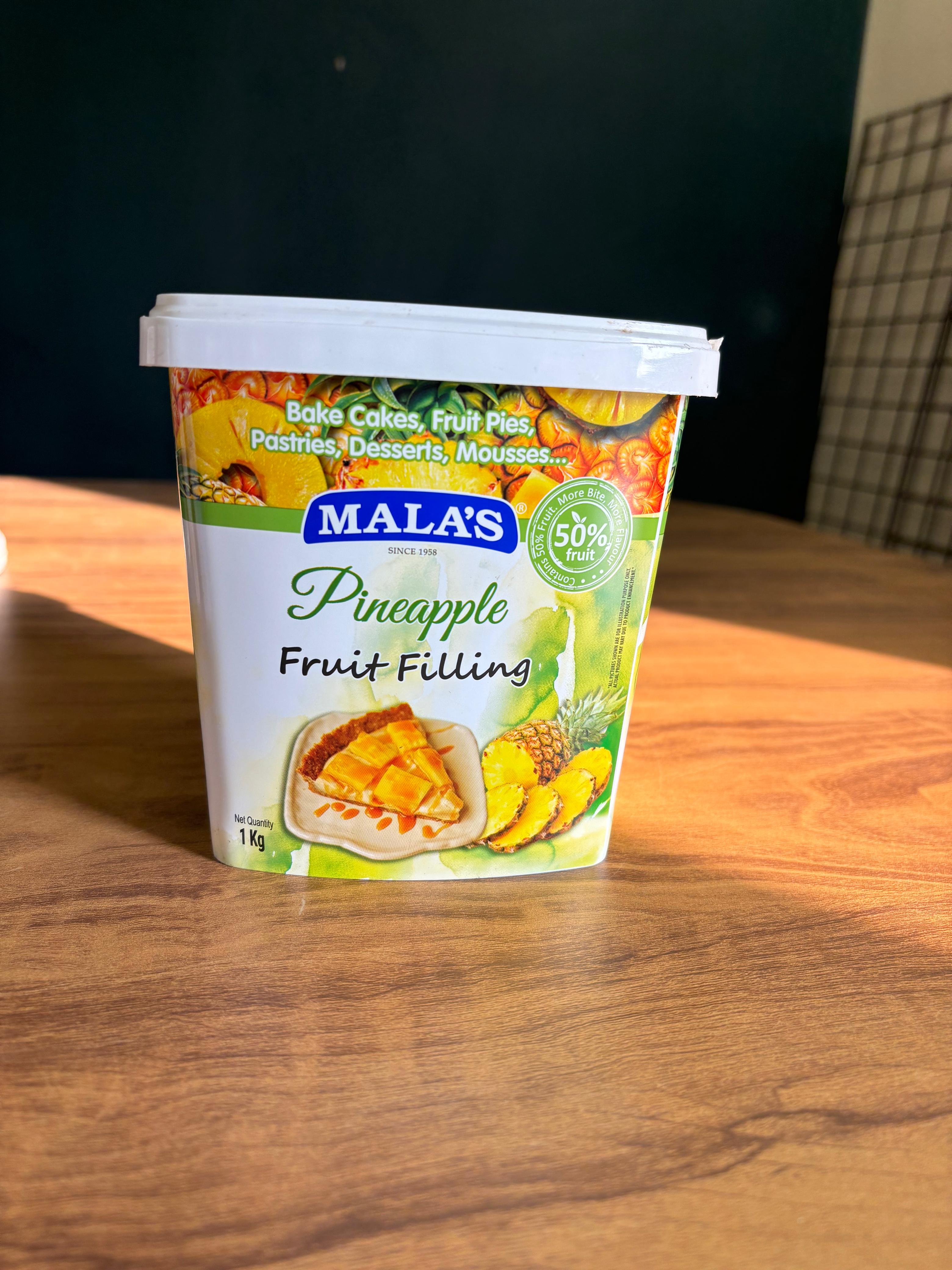 Mala's Pineapple Fruit Filling 1kg (50% Fruit) | Premium Cake & Dessert Filling