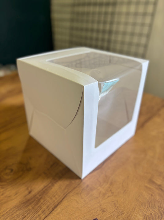 White Tall Cake Box with L Shape Window