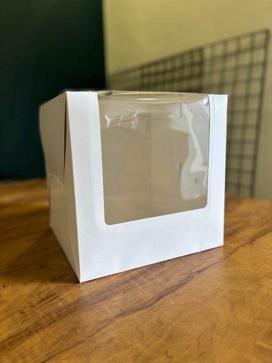 White Tall Cake Box with L Shape Window
