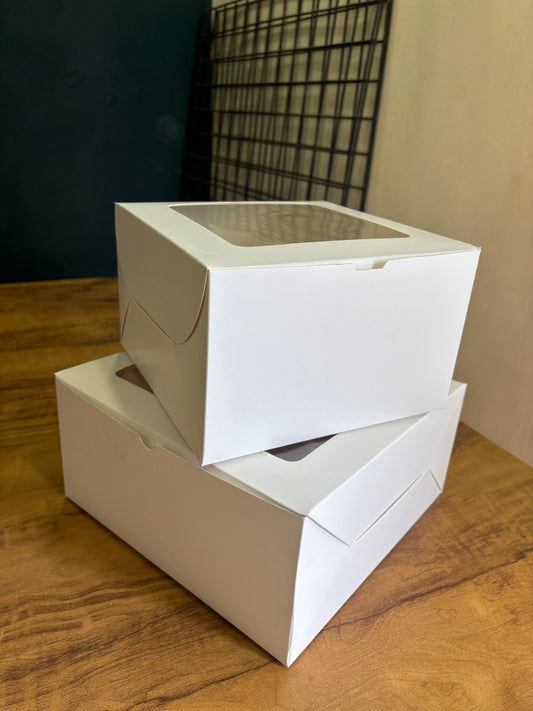 White Cake Box with Top Window – Pack of 25
