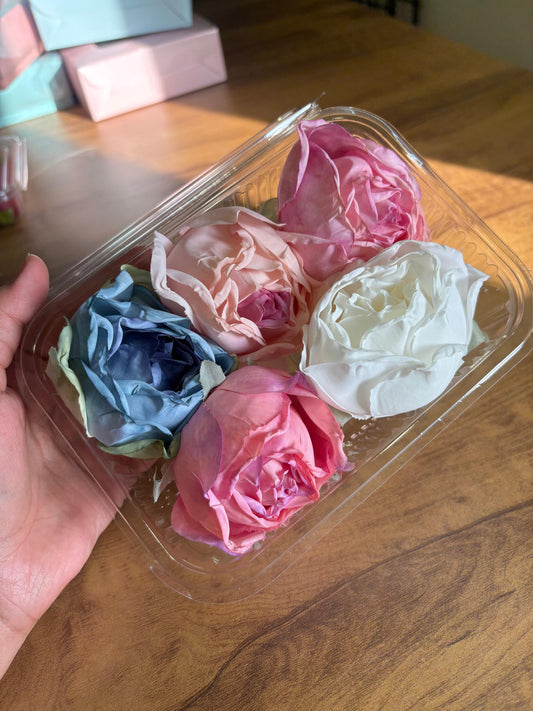 Artificial Roses Assorted Shades Pack of 5 | Decorative Flowers for Cakes & Crafts