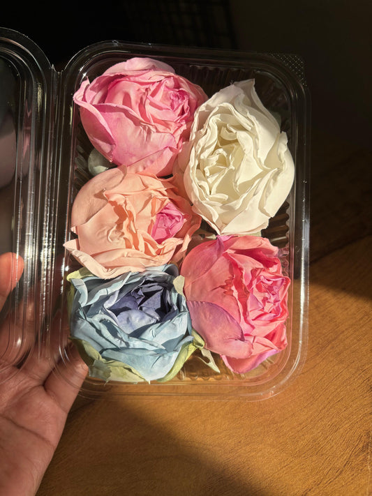 Artificial Roses Assorted Shades Pack of 5 | Decorative Flowers for Cakes & Crafts