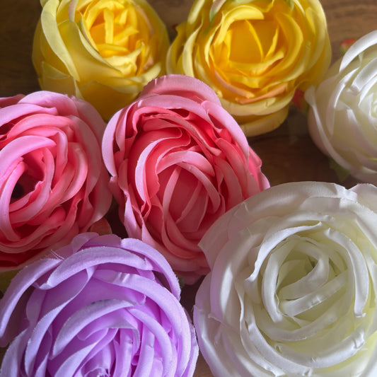 Artificial Large Roses Assorted Pack of 5 | Decorative Flowers for Cakes & Décor