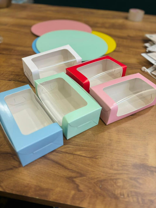 2 Brownie Box Pack of 25 | 6x3x1.5 Inch with L Shape Window