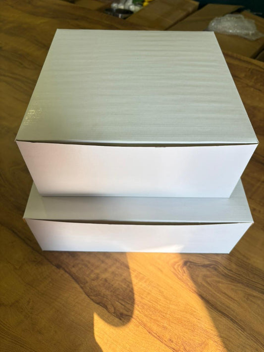Corrugated Cake Boxes Plain White | Sturdy & Affordable Bakery Packaging  |  Pack of 25