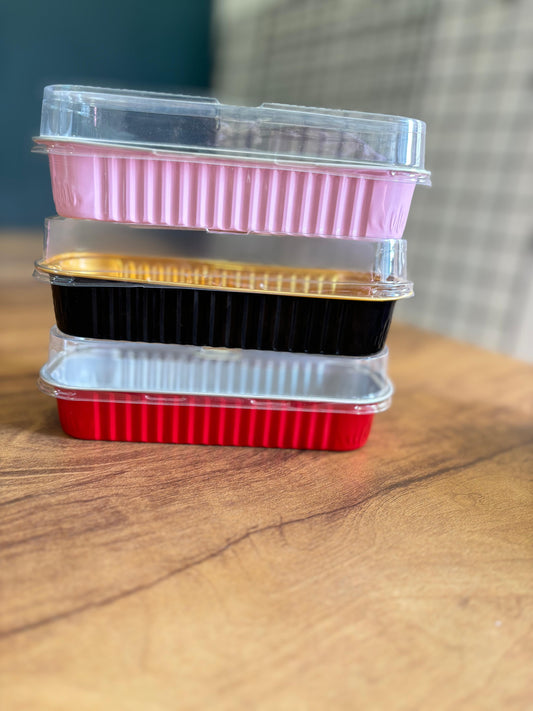 Rectangle Foil Aluminium Bakeables with Lid – 6x2x1.5 Inch (Pack of 25)