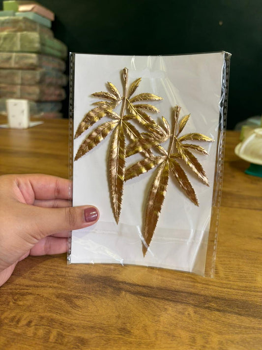 Artificial Golden Palm Leaf Cake Topper Decor | Non-Edible | Pack of 2