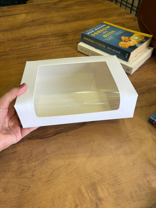 White 6 Brownie Box with Window | 9 × 6 × 2 Inches | Food Grade 320 GSM | Pack of 25