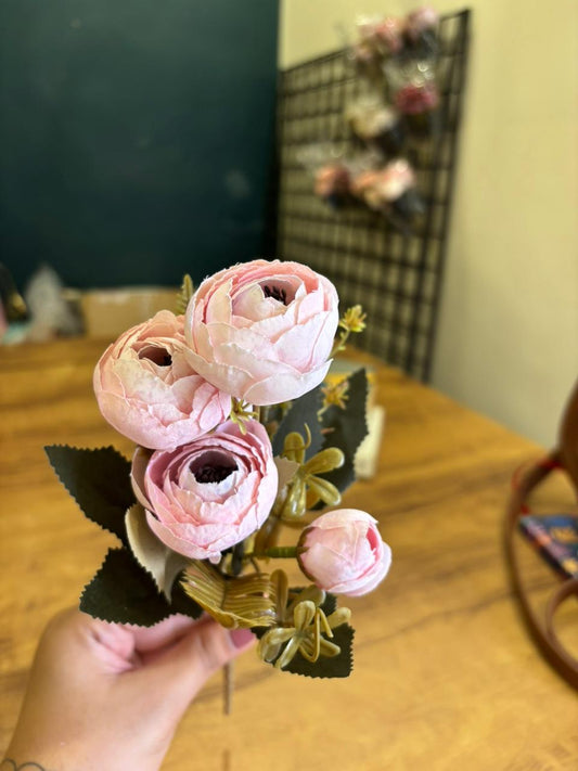 Artificial Peony Flower Bunch | Light Pink