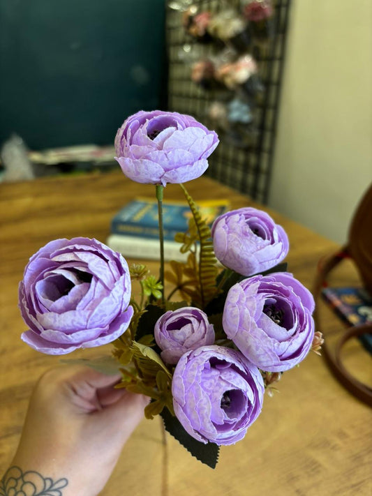 Artificial Peony Flower Bunch | Lavender Purple