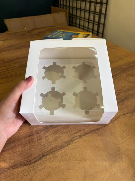 White Window Cupcake Box | 4 Cupcake | Pack of 25