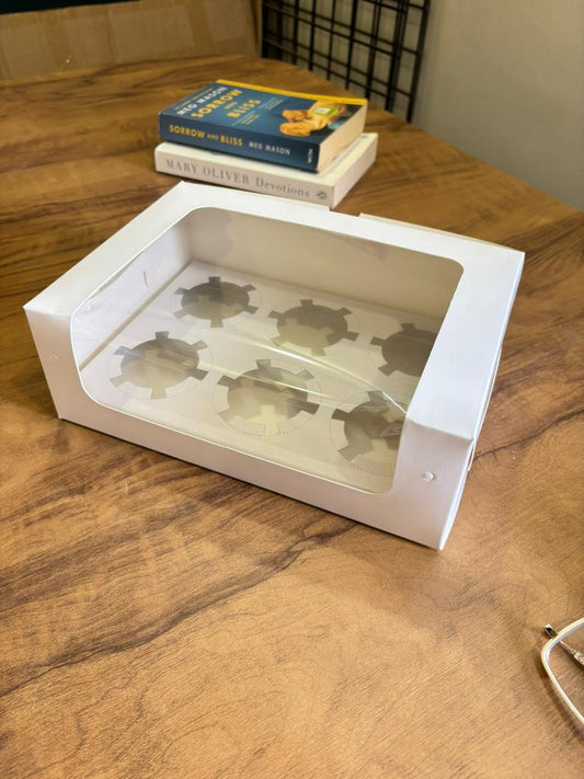 White Window Cupcake Box | 6 Cupcake | Pack of 25