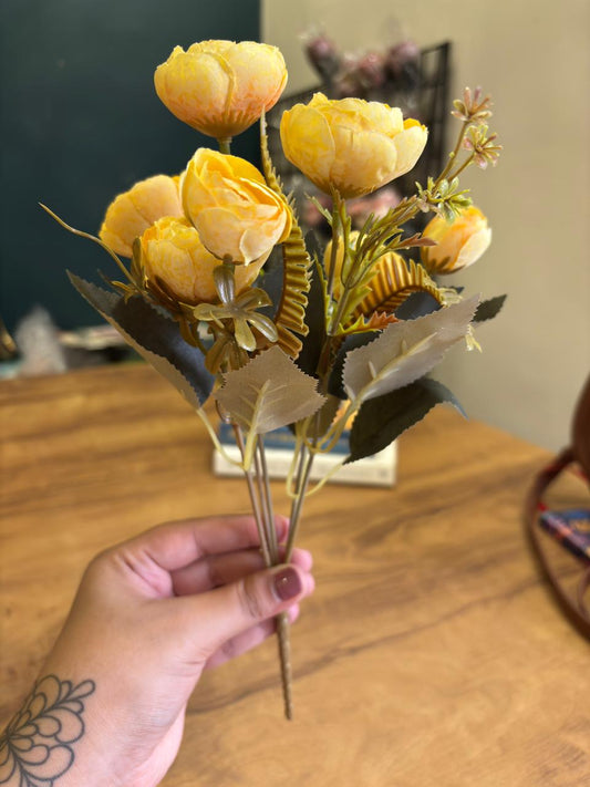 Artificial Peony Flower Bunch | Yellow