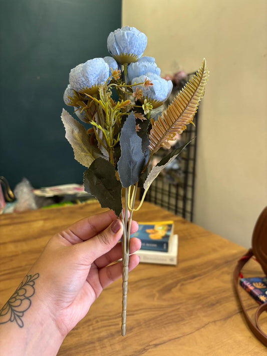 Artificial Peony Flower Bunch | Sky Blue