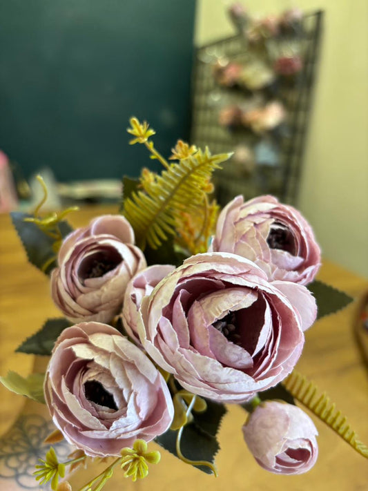 Artificial Peony Flower Bunch | Dusty Pink