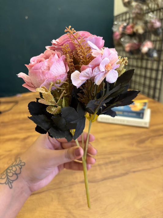 Artificial Rose Blossom Flower Bunch | Pink