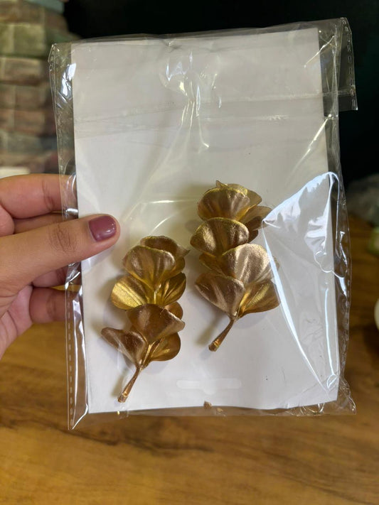 Artificial Golden Ginkgo Leaf Cake Topper Decor | Non-Edible | Pack of 2
