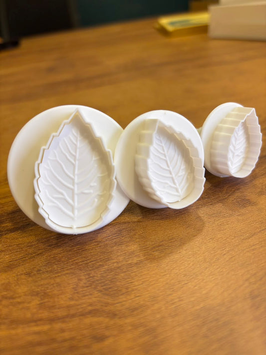 Veined Rose Leaf Plunger Cutter Set of 3 | Fondant & Cake Decorating Tool