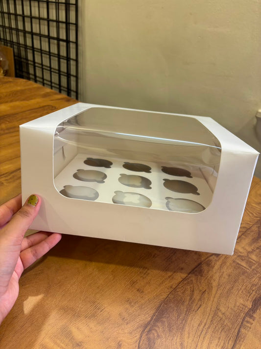 9 Cupcake Window Box | Pack of 25 | White Cupcake Packaging