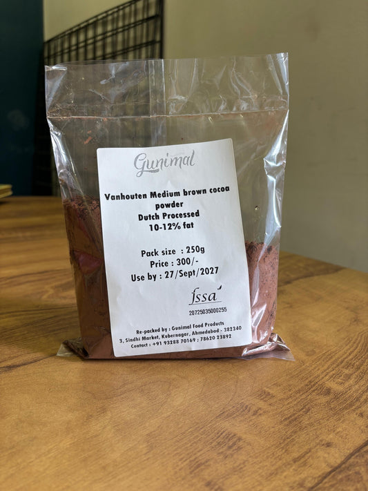 Van Houten Medium Brown Cocoa Powder – Dutch Processed | 10–12% Fat | Repacked | 250g & 500g