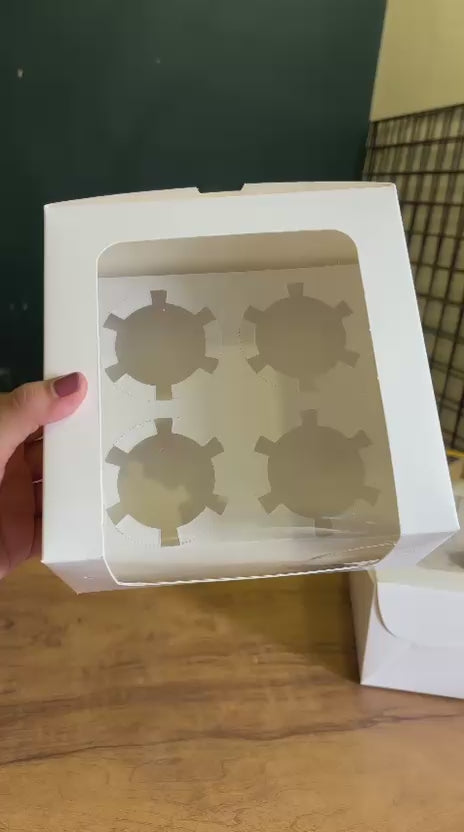White Window Cupcake Box | 4 Cupcake | Pack of 25