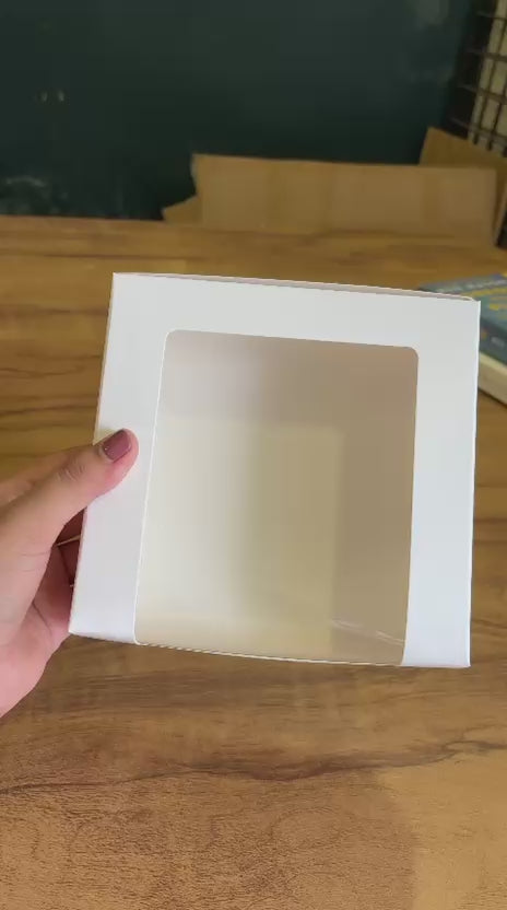White 4 Brownie Box with L-Shape Window | 6 × 6 × 2 Inches | Pack of 25