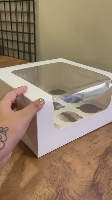 9 Cupcake Window Box | Pack of 25 | White Cupcake Packaging