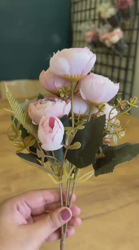 Artificial Peony Flower Bunch | Light Pink