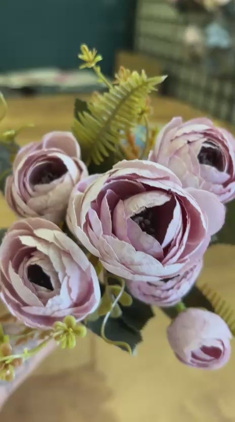 Artificial Peony Flower Bunch | Dusty Pink