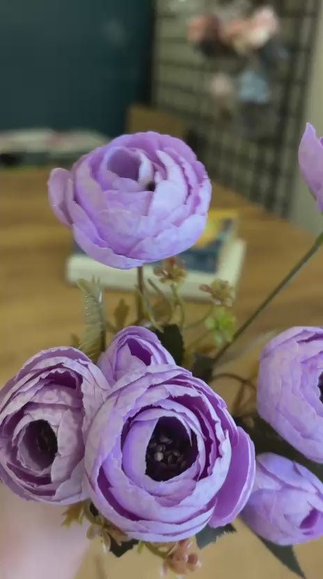 Artificial Peony Flower Bunch | Lavender Purple
