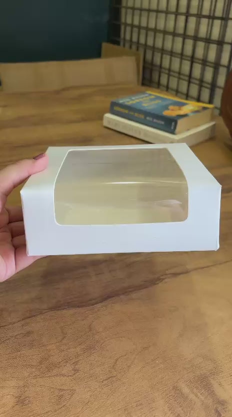 White 4 Brownie Box with L-Shape Window | 6 × 6 × 2 Inches | Pack of 25