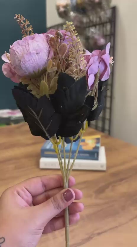 Artificial Garden Rose Flower Bunch | Lavender