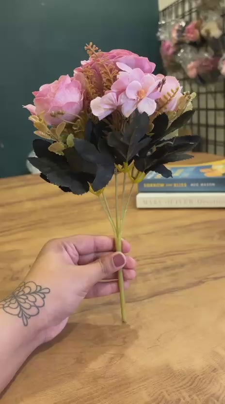 Artificial Rose Blossom Flower Bunch | Pink