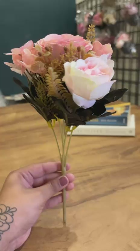 Artificial Rose Blossom Flower Bunch | Blush Pink